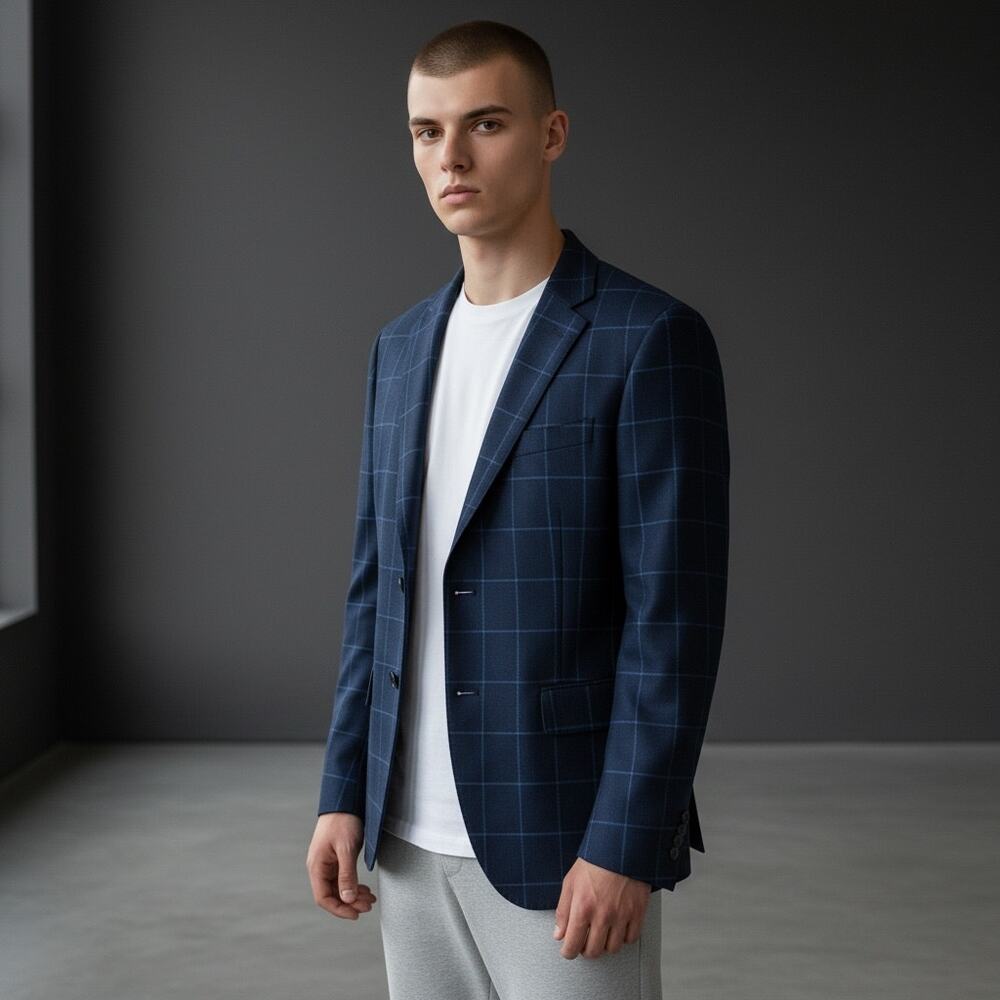 Jack Spade Silk Virgin Wool Windowpane Blazer 42R Lanificio di Pray